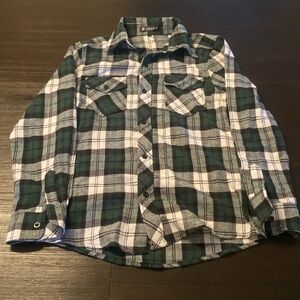 ALLEGRA K Women’s Size 36 Button Down Green and White Flannel